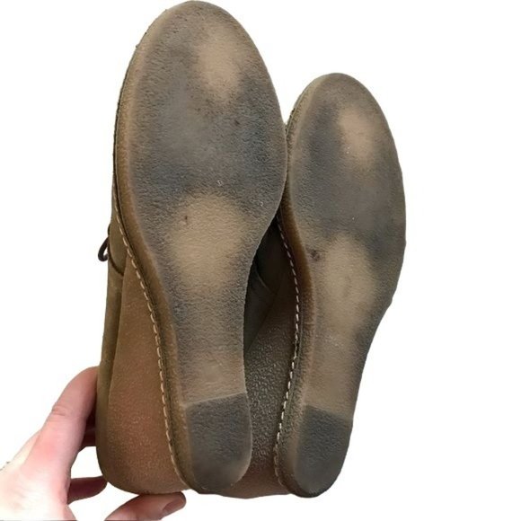 J Crew 28671 Macalister Khaki Suede Tan Wedge Lace Up Ankle Boots Size 9 - Picture 9 of 11